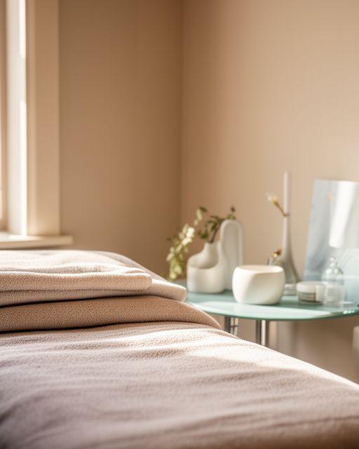 Detailaufnahme einer ruhigen Studioecke mit natürlichem Licht, weichen Texturen und dezenten Beauty-Akzenten